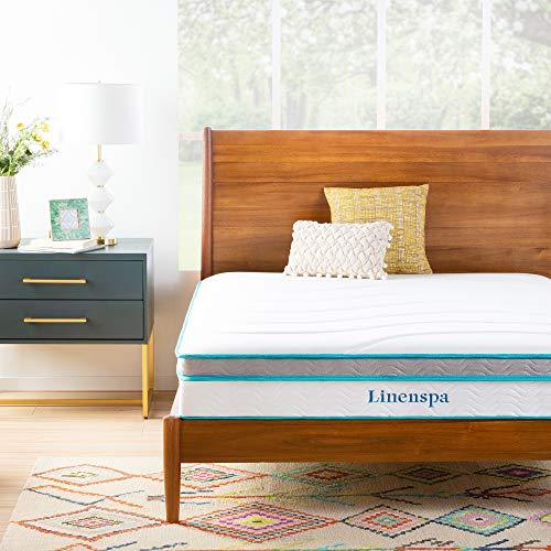 Linenspa 8 Inch Memory Foam and Innerspring Hybrid Mattress - Medium-Firm Feel - Cal King