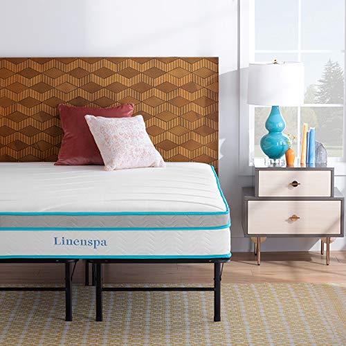 Linenspa 8 Inch Memory Foam and Innerspring Hybrid Mattress - Medium-Firm Feel - Cal King